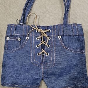 Small Denim Shorts Lace-Up Handbag